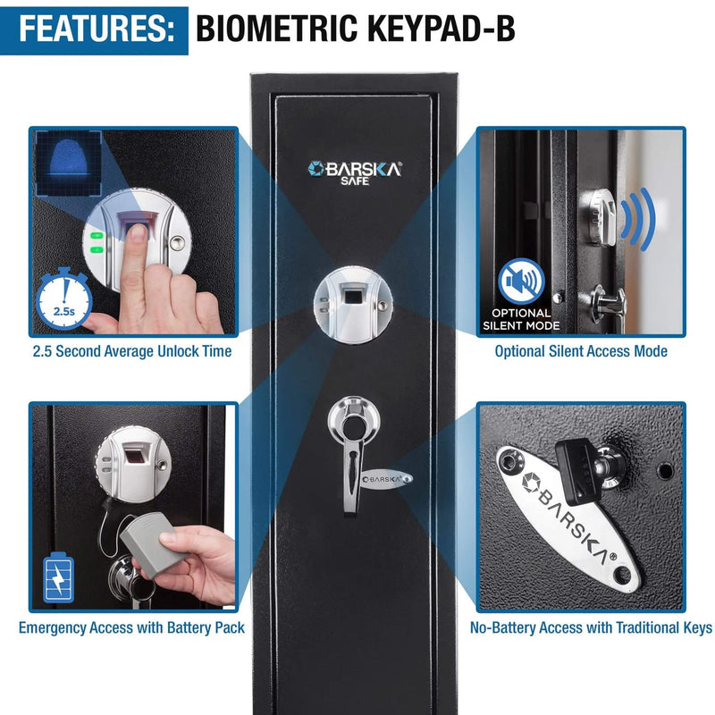 Barska 5.51 CF Tall Biometric Rifle Safe With Biometric Keypad (SAK90412) by SAKSBY WHOLESALE