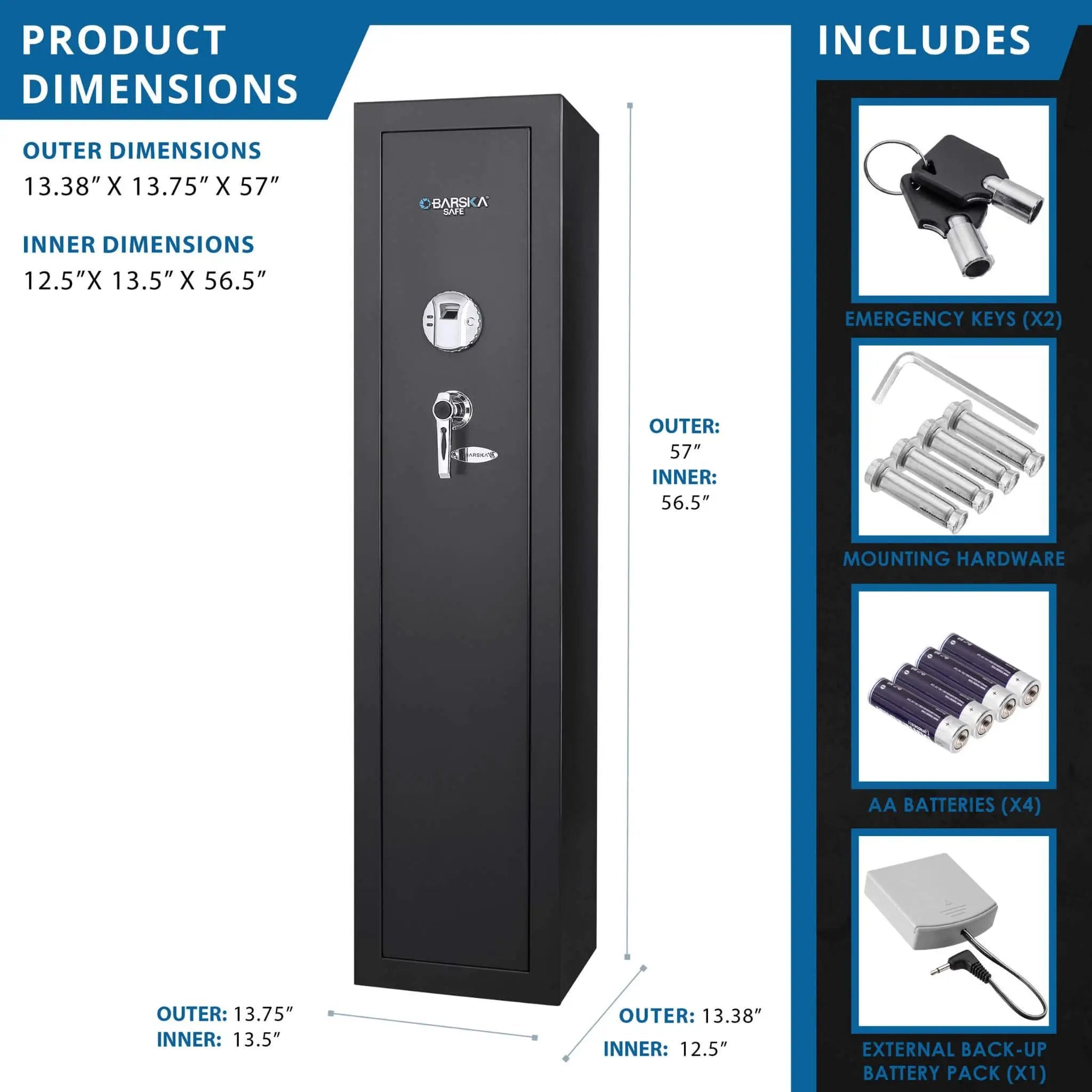 Barska 5.51 CF Tall Biometric Rifle Safe With Biometric Keypad (SAK90412) by SAKSBY WHOLESALE