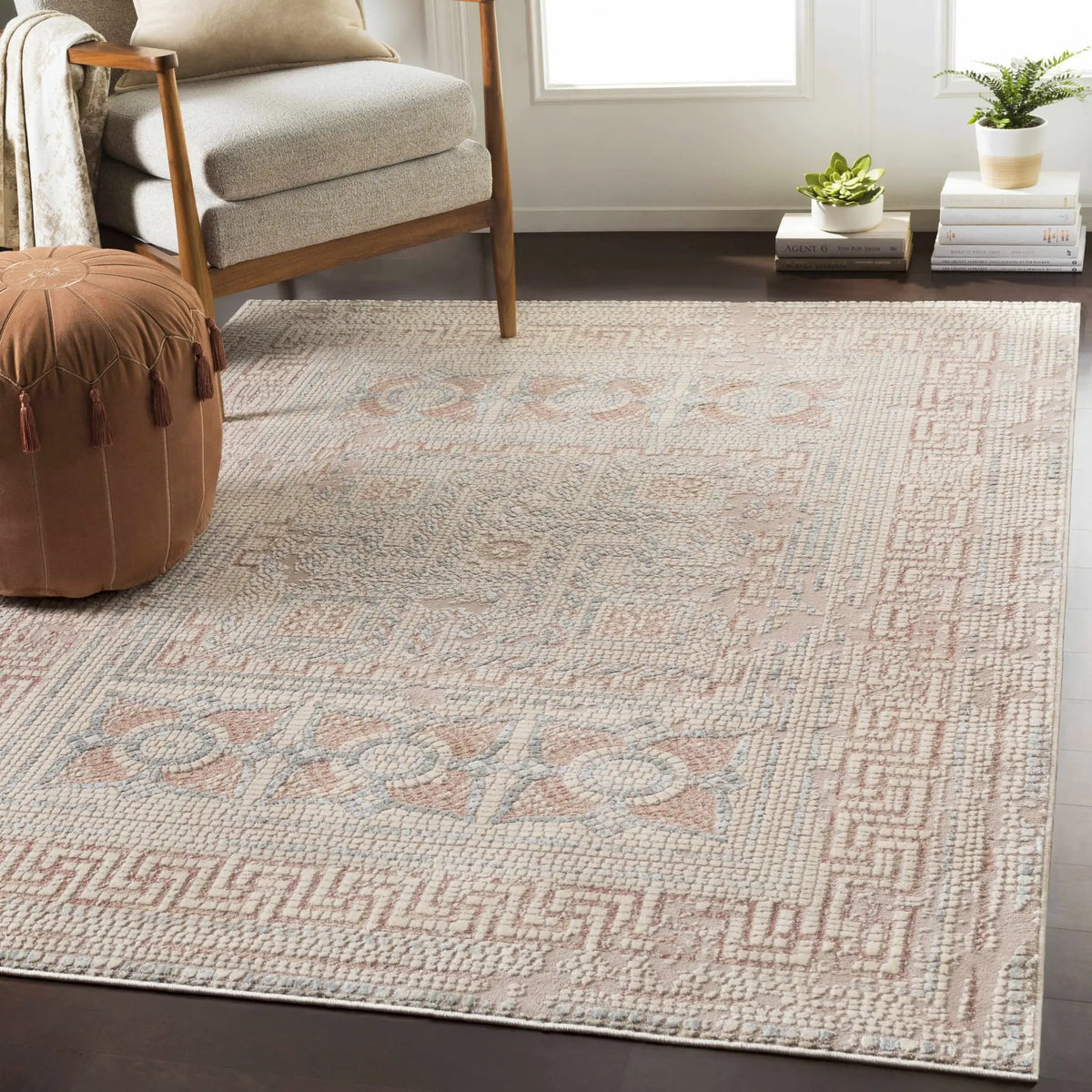 Terlingua Blush Greek Mosaic Carpet - Clearance, installed in a room 2