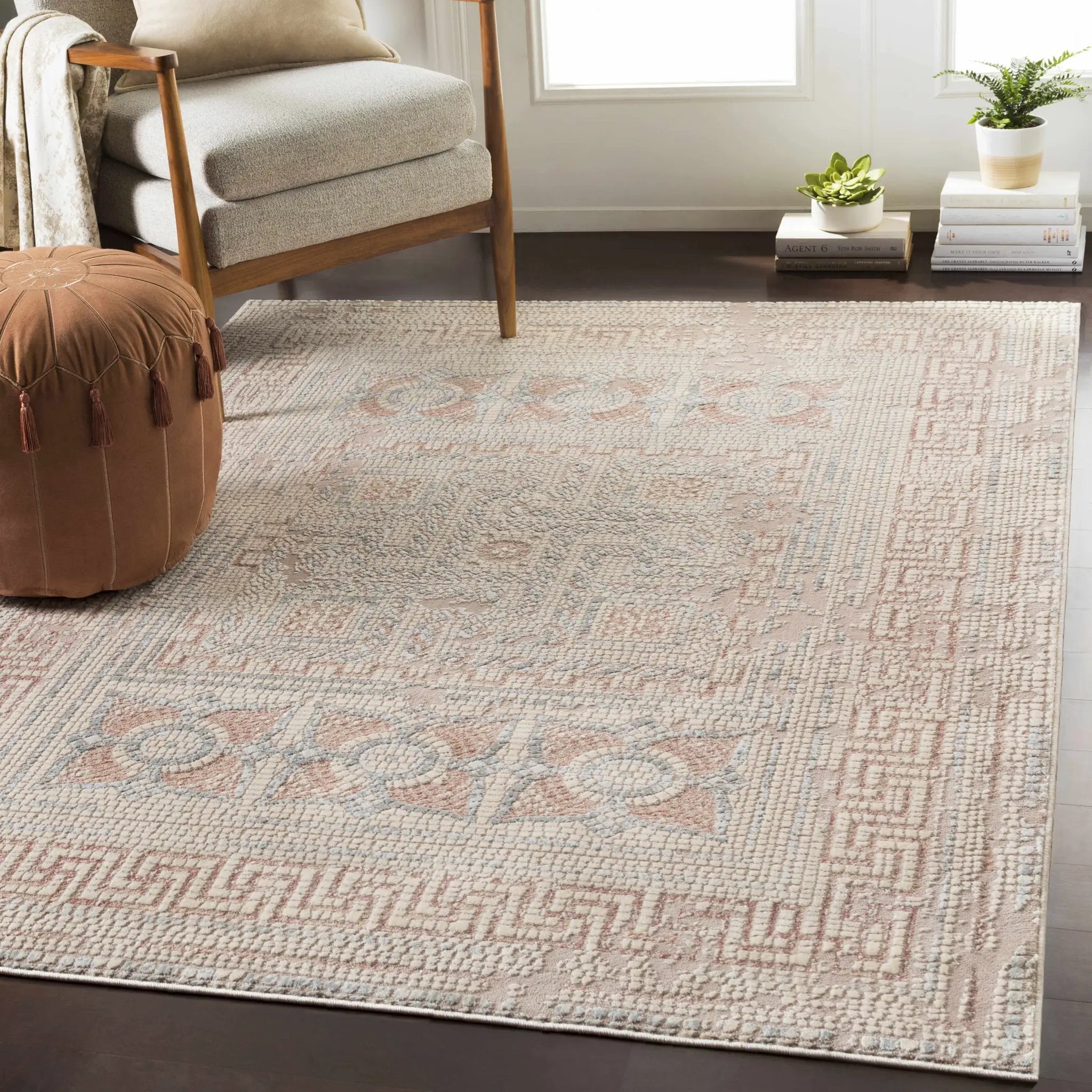 Terlingua Blush Greek Mosaic Carpet - Clearance by Boutique Rugs