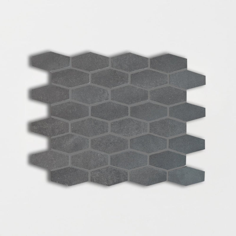 Basaltina Honed Elongated Hexagon Basalt Mosaics 10x12 1/4 Basalt Honed 12x12 Mosaics