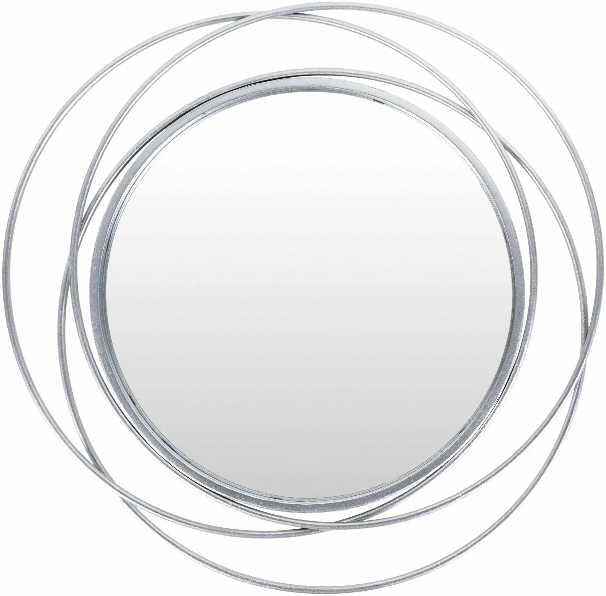 Basay Round Silver Gray Mirror by Boutique Rugs