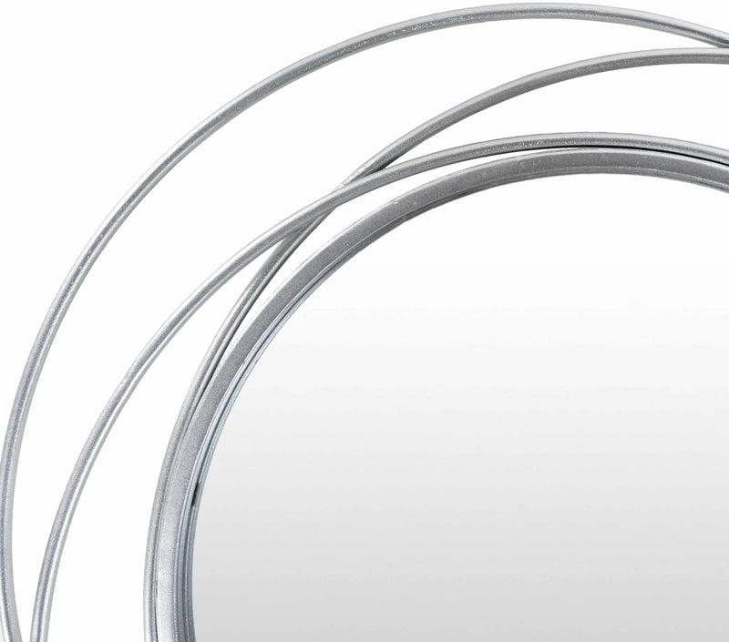 Basay Round Silver Gray Mirror by Boutique Rugs
