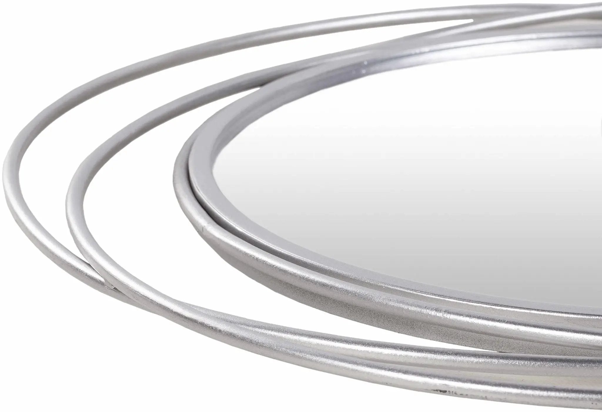 Basay Round Silver Gray Mirror by Boutique Rugs