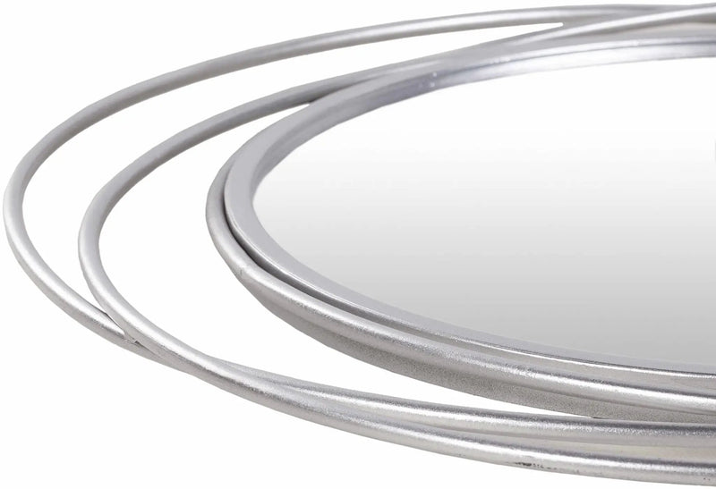 Basay Round Silver Gray Mirror by Boutique Rugs
