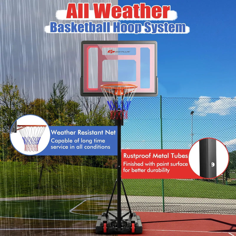 Basketball Hoop with 5-10 Feet Adjustable Height for Indoor Outdoor by DirectDeals