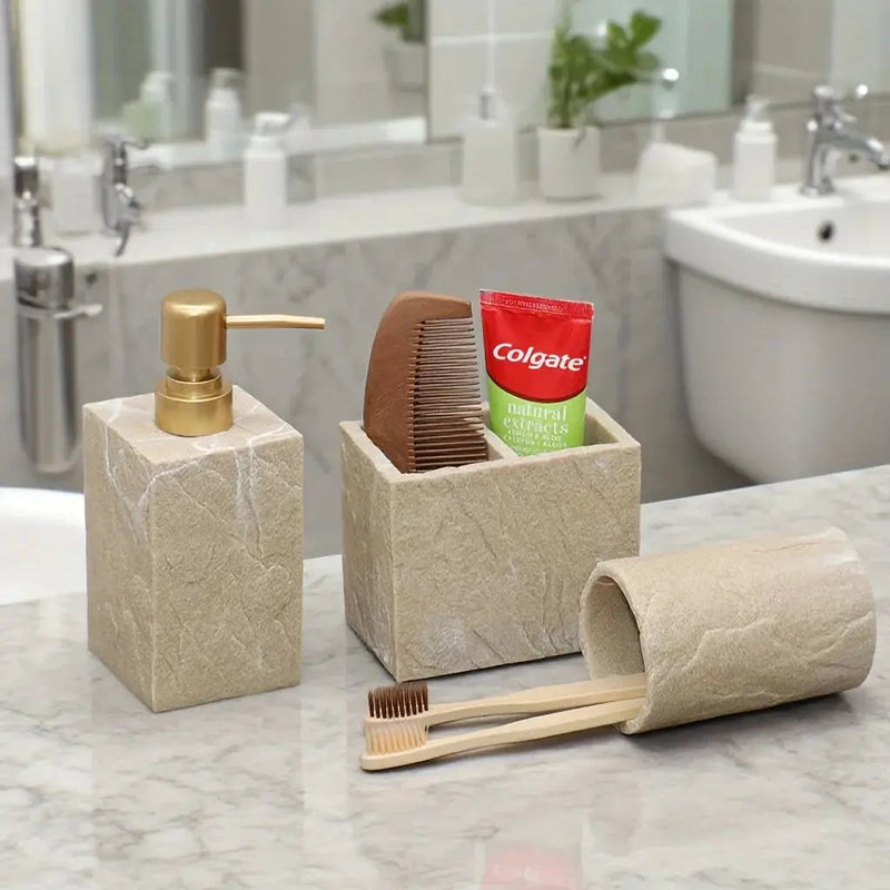 Bathroom Essentials - Creamy Beige Stone by House Of Avana