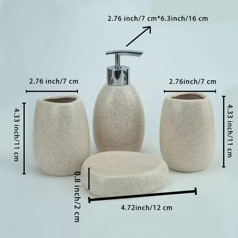 Bathroom Kit - Ceramic White 4pcs by House Of Avana