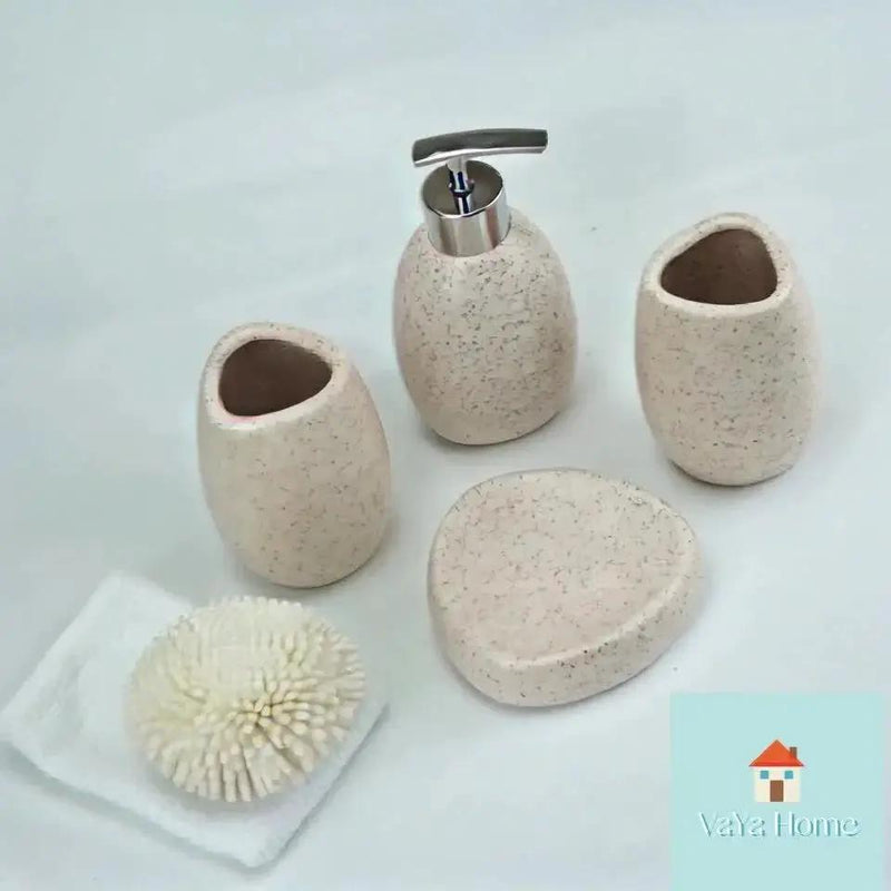 Bathroom Kit - Ceramic White 4pcs by House Of Avana