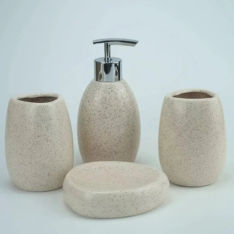 Bathroom Kit - Ceramic White 4pcs by House Of Avana