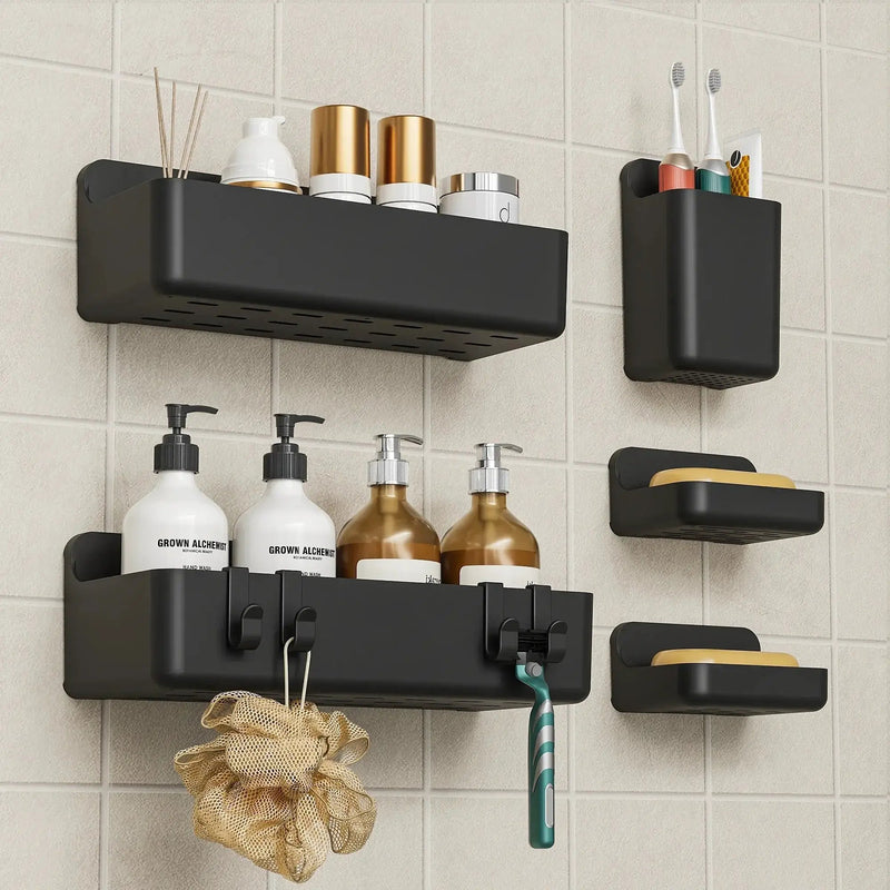 Bathroom Organizer - Wall-Mounted Stainless Steel 5-Piece by House Of Avana