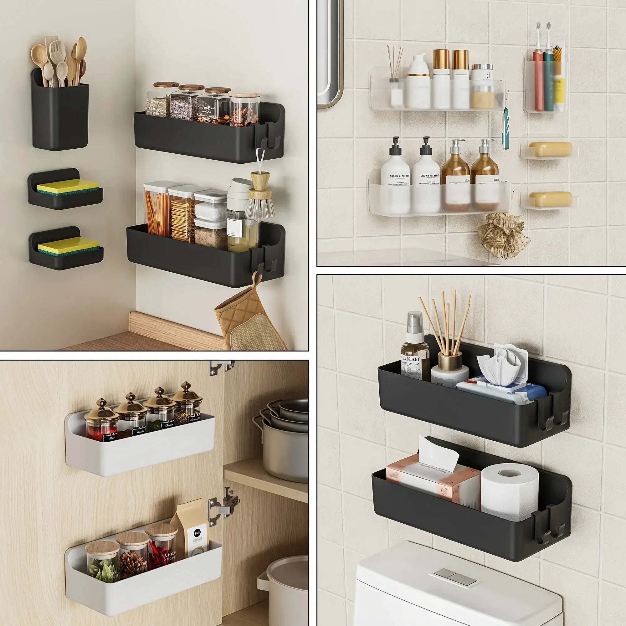 Bathroom Organizer - Wall-Mounted Stainless Steel 5-Piece by House Of Avana