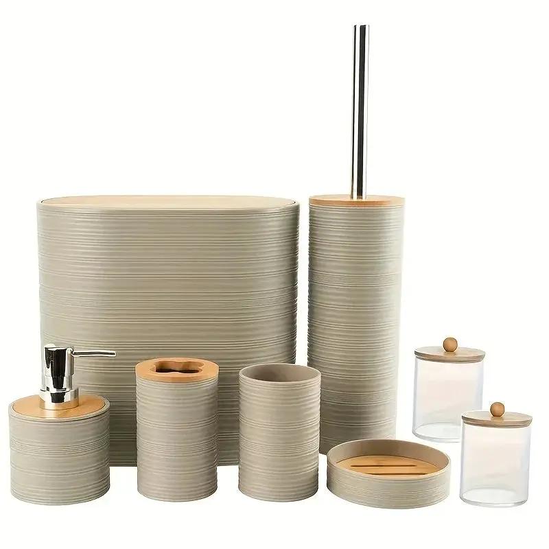 Bathroom Set - Bamboo 8pcs by House Of Avana