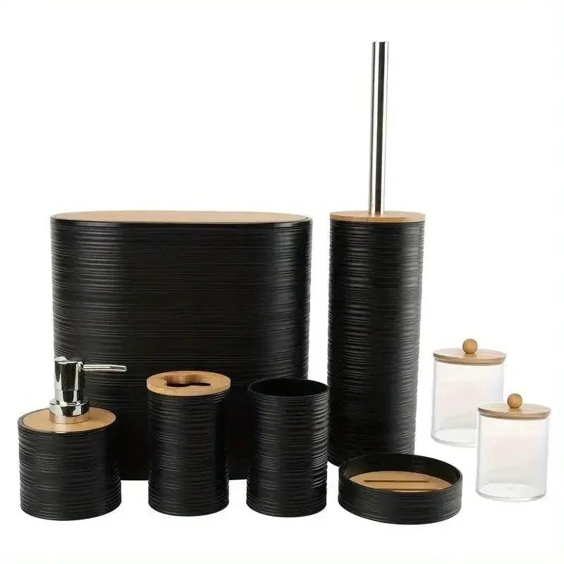 Bathroom Set - Bamboo 8pcs by House Of Avana