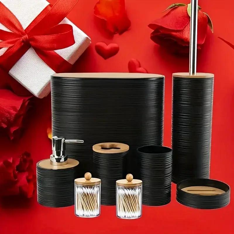 Bathroom Set - Bamboo 8pcs by House Of Avana