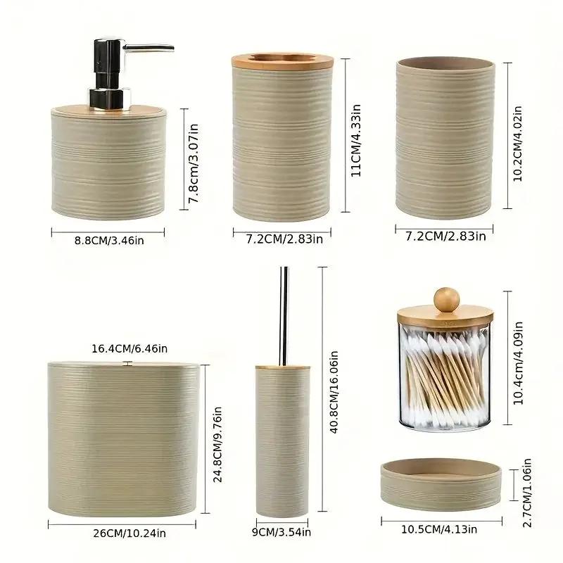 Bathroom Set - Bamboo 8pcs by House Of Avana