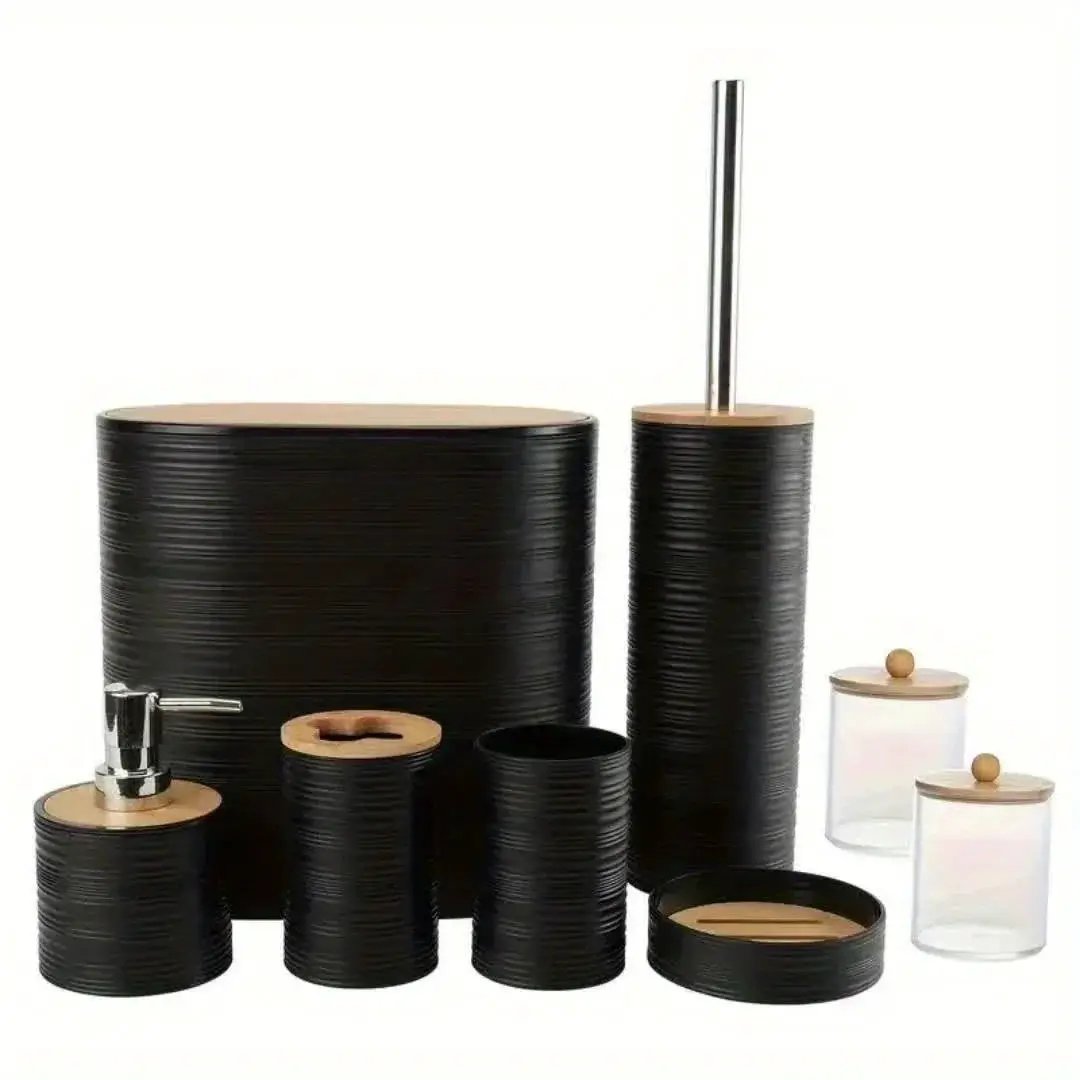 Bathroom Set - Bamboo 8pcs by House Of Avana