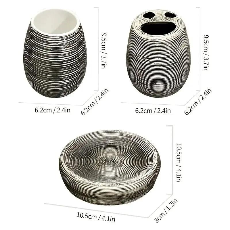 Bathroom Set - Handmade Ceramic White 5-Piece by House Of Avana