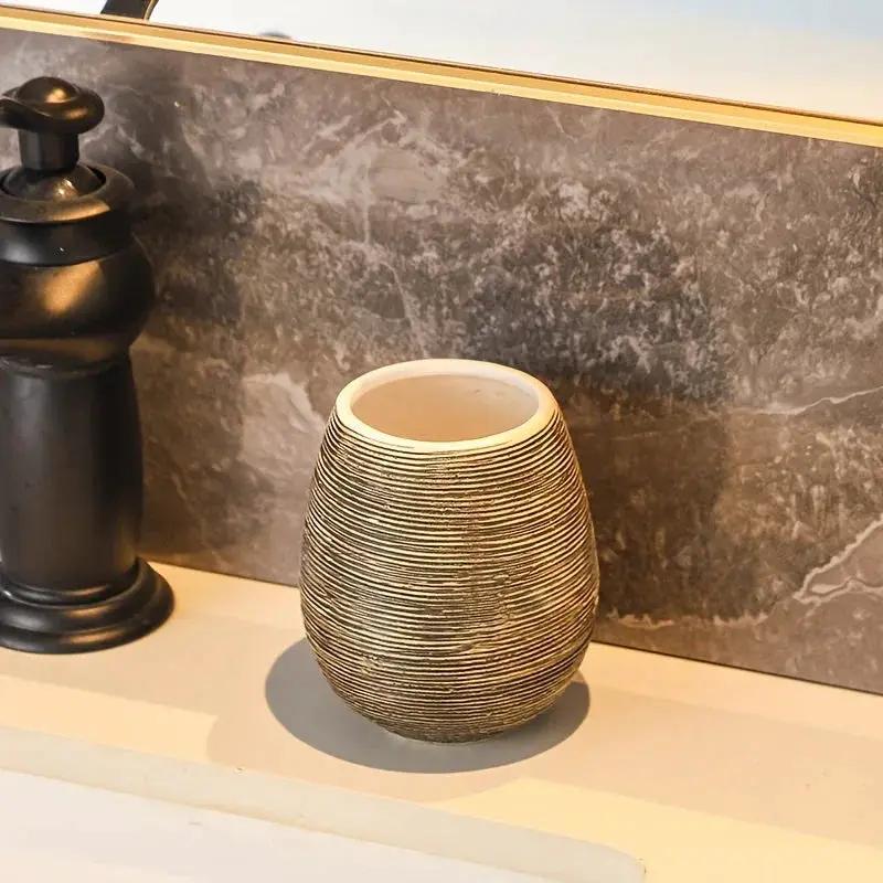 Bathroom Set - Handmade Ceramic White 5-Piece by House Of Avana