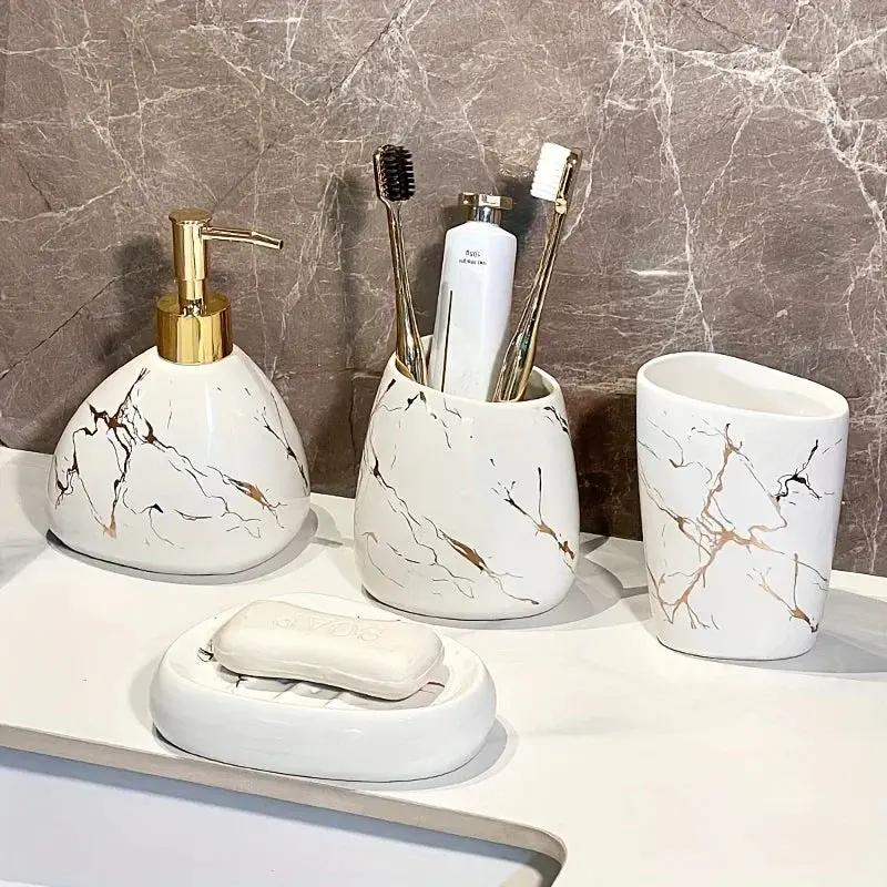 Bathroom Set - Luxury Ceramic 4-Piece by House Of Avana