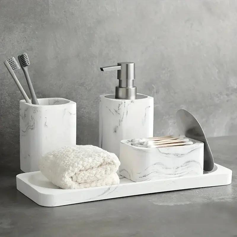 Bathroom Set - Marble White Four-Piece by House Of Avana