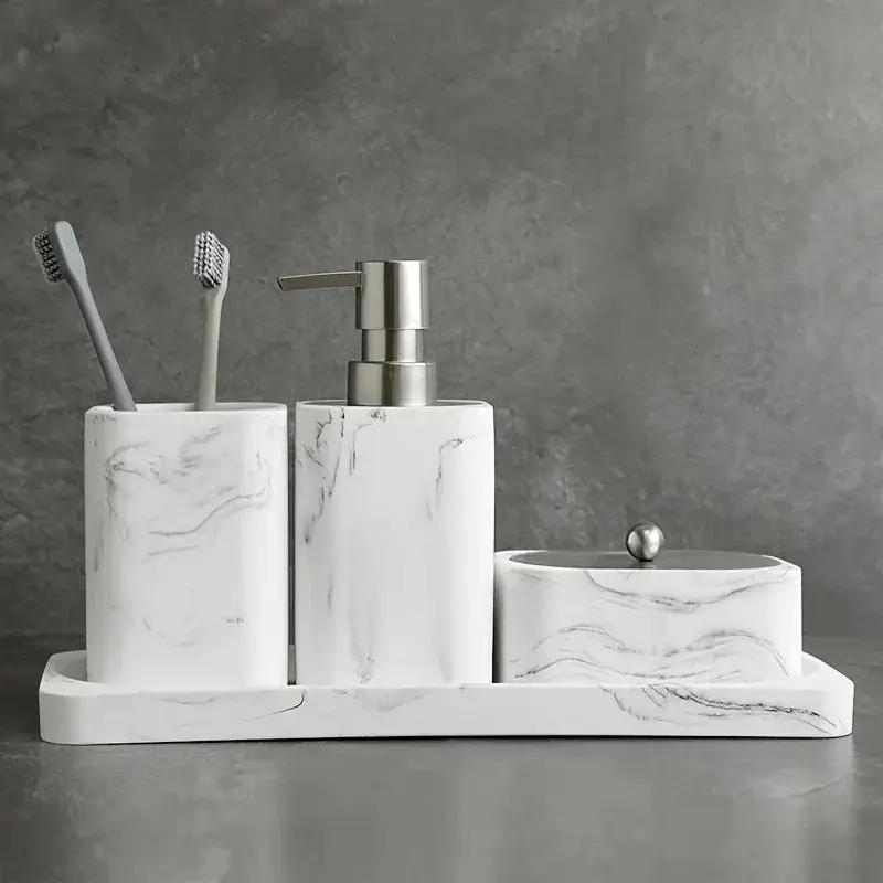 Bathroom Set - Marble White Four-Piece by House Of Avana