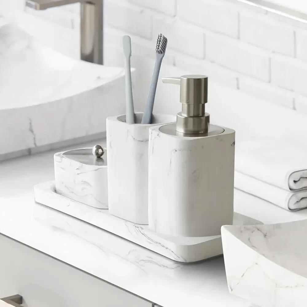 Bathroom Set - Marble White Four-Piece by House Of Avana