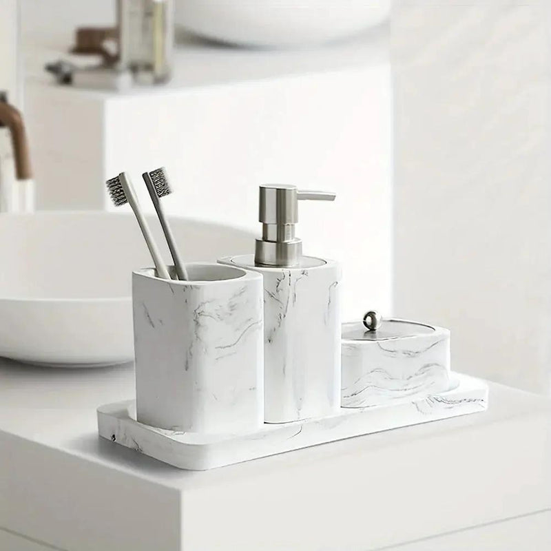 Bathroom Set - Marble White Four-Piece by House Of Avana