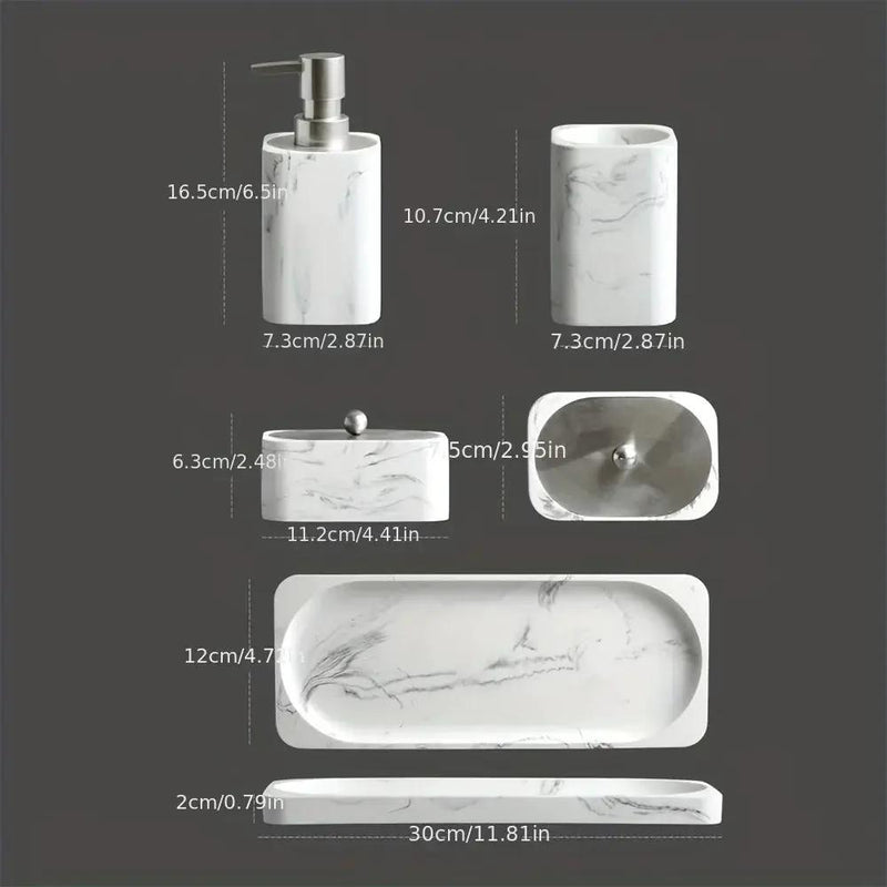 Bathroom Set - Marble White Four-Piece by House Of Avana
