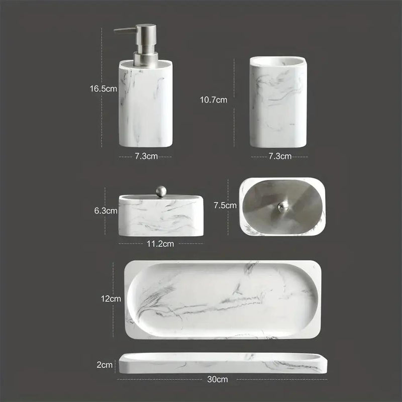 Bathroom Set - Marble White Four-Piece by House Of Avana