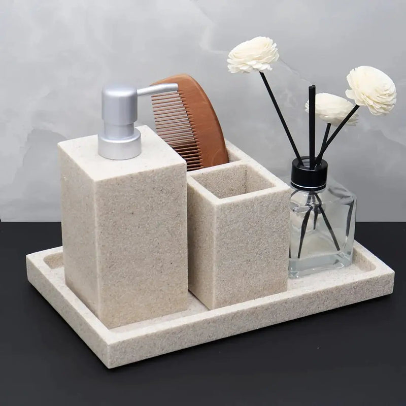 Bathroom Set - Minimalist Ceramic 4Piece by House Of Avana