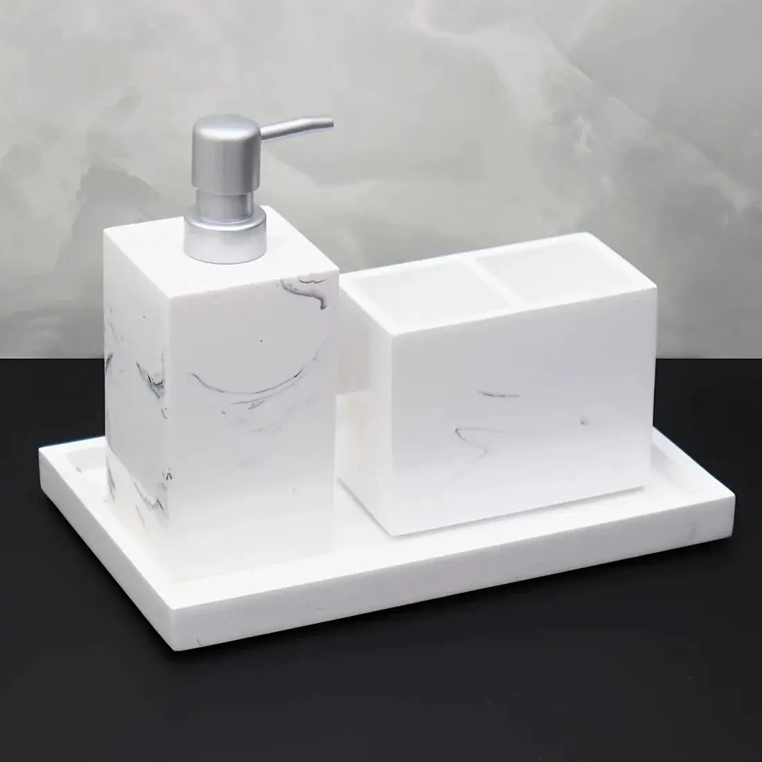Bathroom Set - Minimalist Ceramic 4Piece by House Of Avana