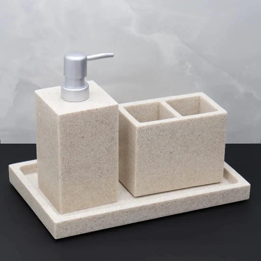 Bathroom Set - Minimalist Ceramic 4Piece by House Of Avana