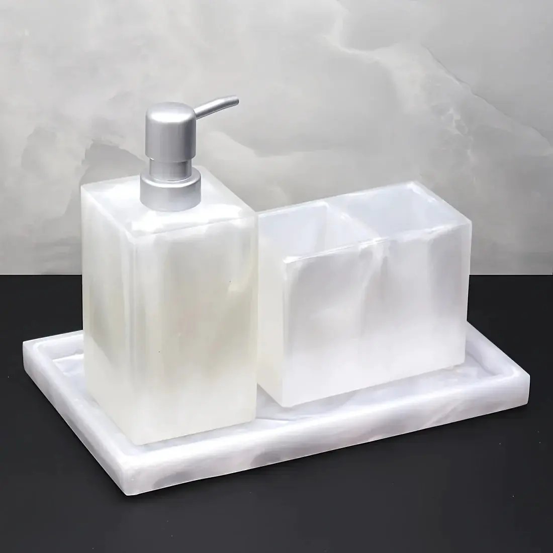 Bathroom Set - Minimalist Ceramic 4Piece by House Of Avana