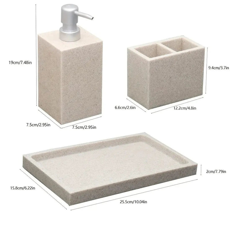 Bathroom Set - Minimalist Ceramic 4Piece by House Of Avana