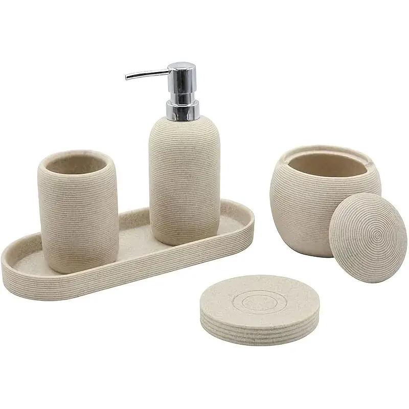 Bathroom Set - Natural Gray Stone 5pcs by House Of Avana