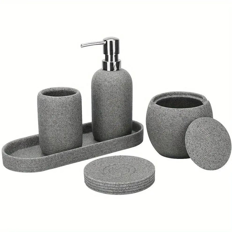 Bathroom Set - Natural Gray Stone 5pcs by House Of Avana