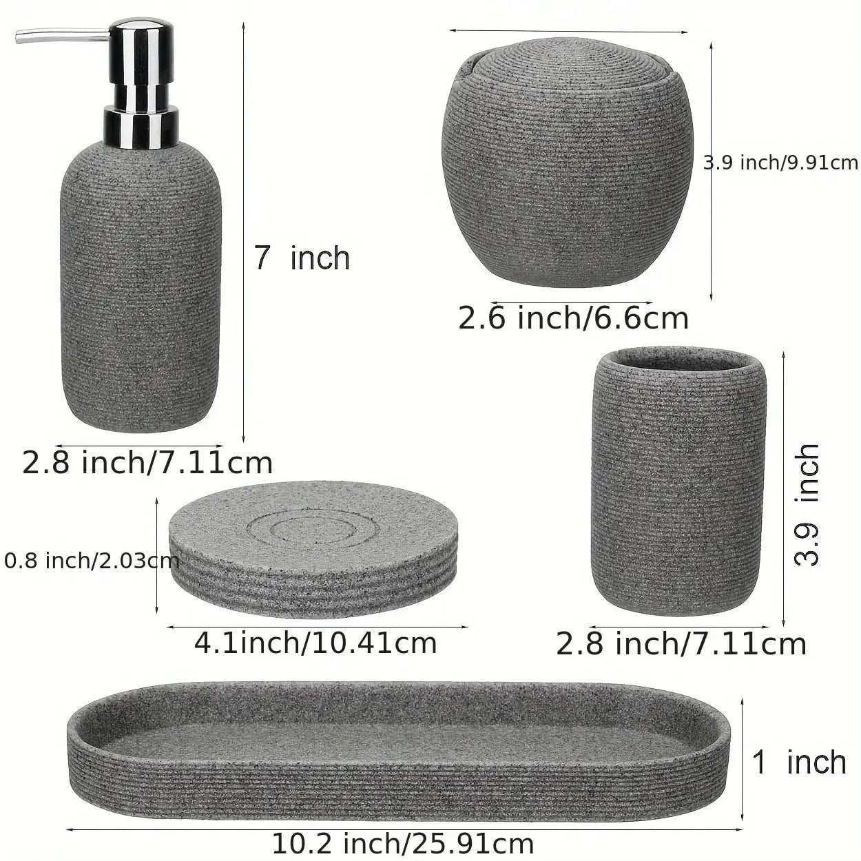 Bathroom Set - Natural Gray Stone 5pcs by House Of Avana