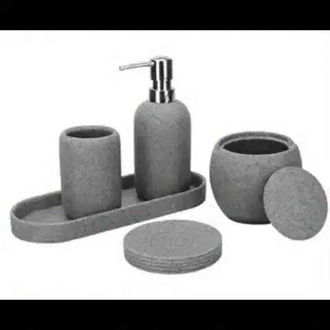 Bathroom Set - Natural Gray Stone 5pcs by House Of Avana