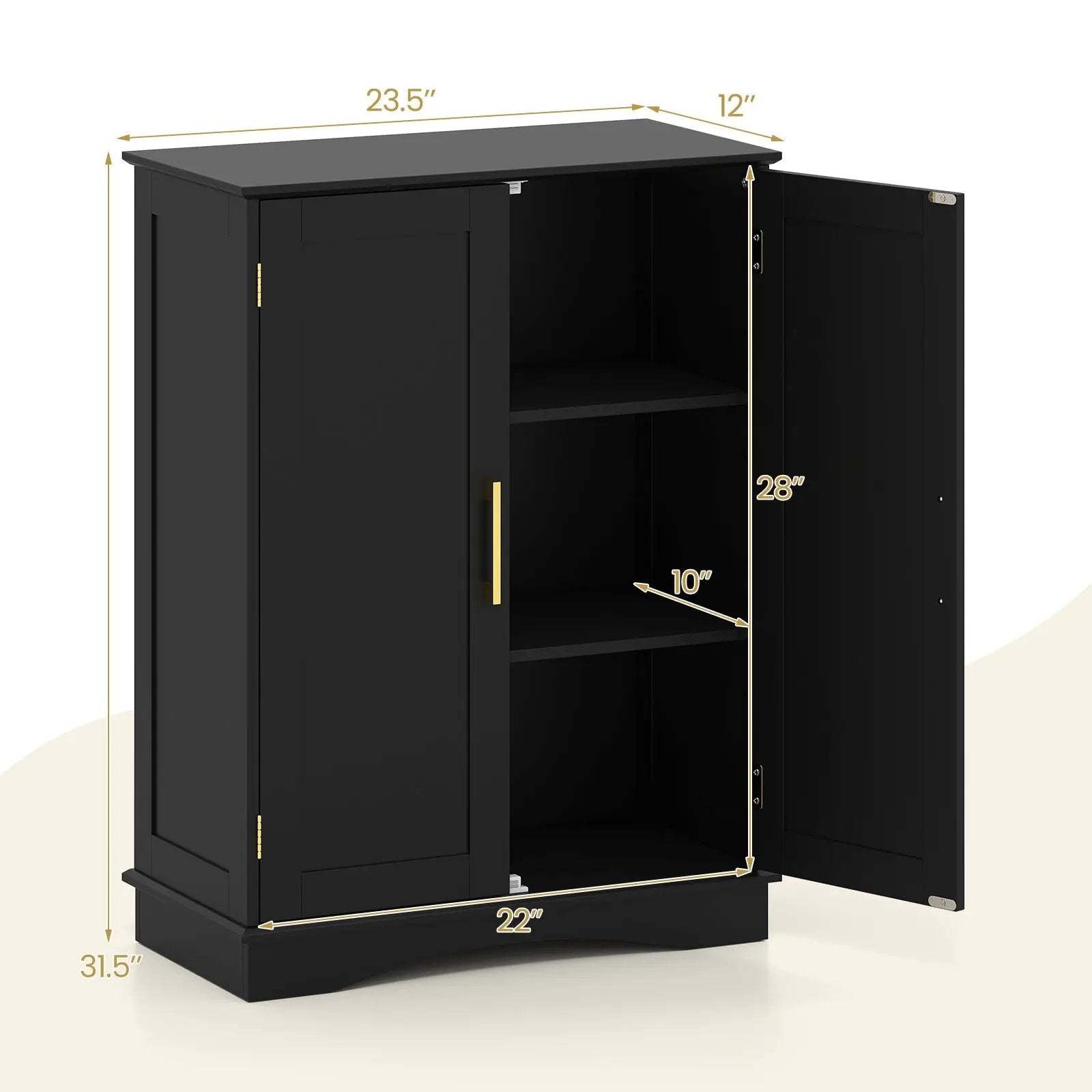 Bathroom Floor Storage Cabinet with 2 Doors and Adjustable Shelves by DirectDeals