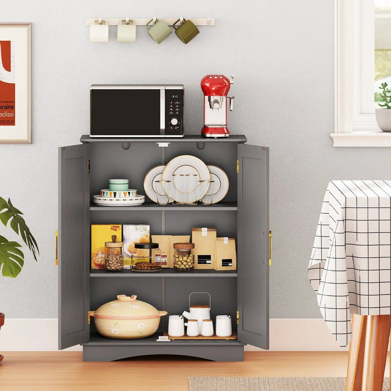 Bathroom Floor Storage Cabinet with 2 Doors and Adjustable Shelves by DirectDeals