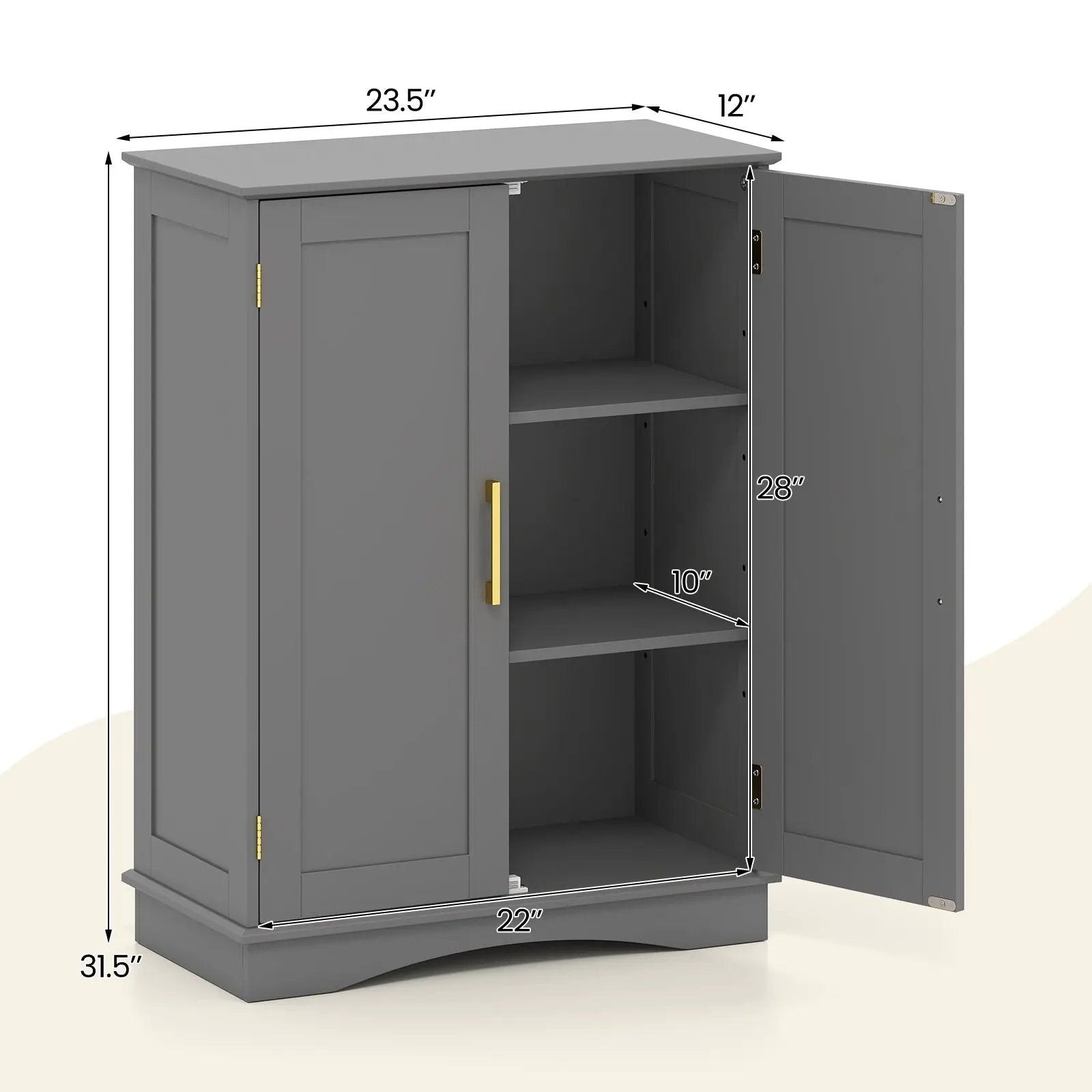 Bathroom Floor Storage Cabinet with 2 Doors and Adjustable Shelves by DirectDeals