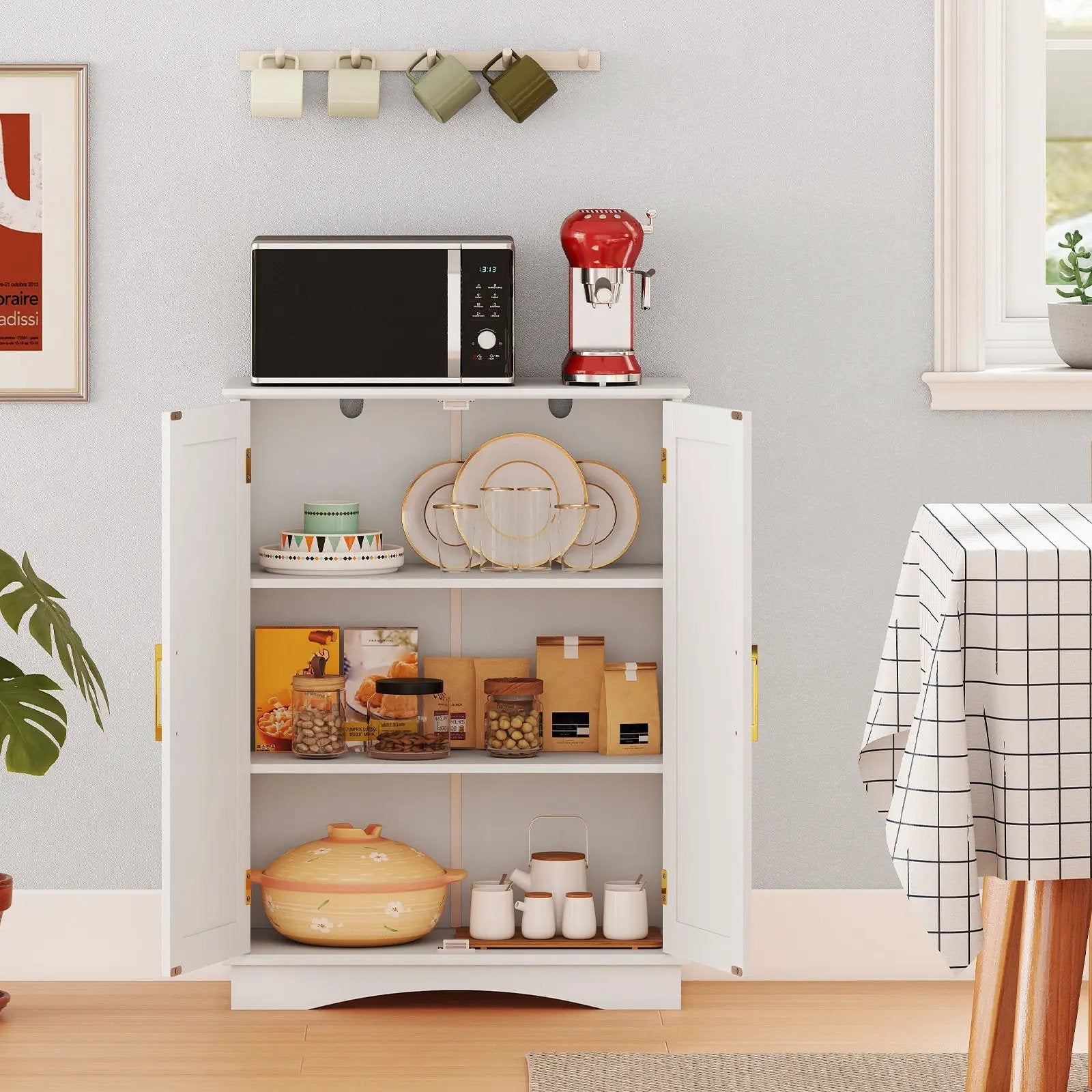 Bathroom Floor Storage Cabinet with 2 Doors and Adjustable Shelves by DirectDeals