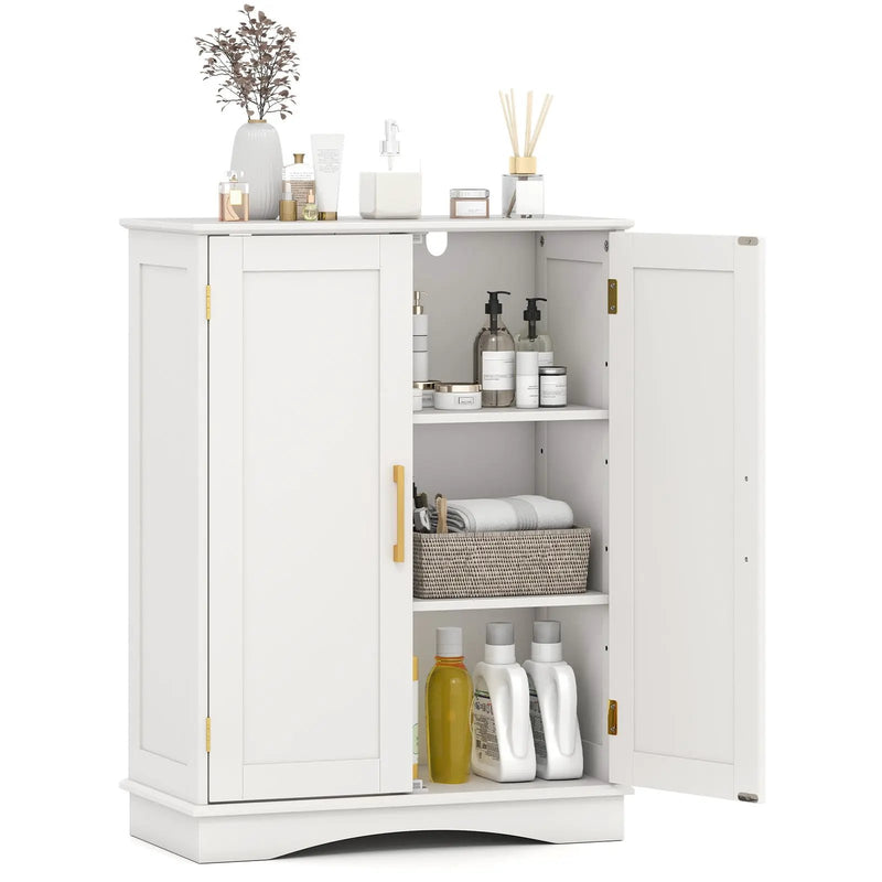 Bathroom Floor Storage Cabinet with 2 Doors and Adjustable Shelves by DirectDeals
