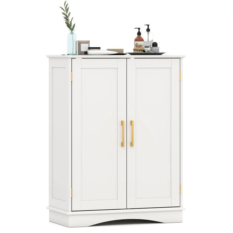 Bathroom Floor Storage Cabinet with 2 Doors and Adjustable Shelves by DirectDeals