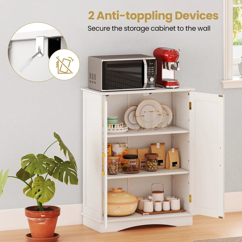 Bathroom Floor Storage Cabinet with 2 Doors and Adjustable Shelves by DirectDeals