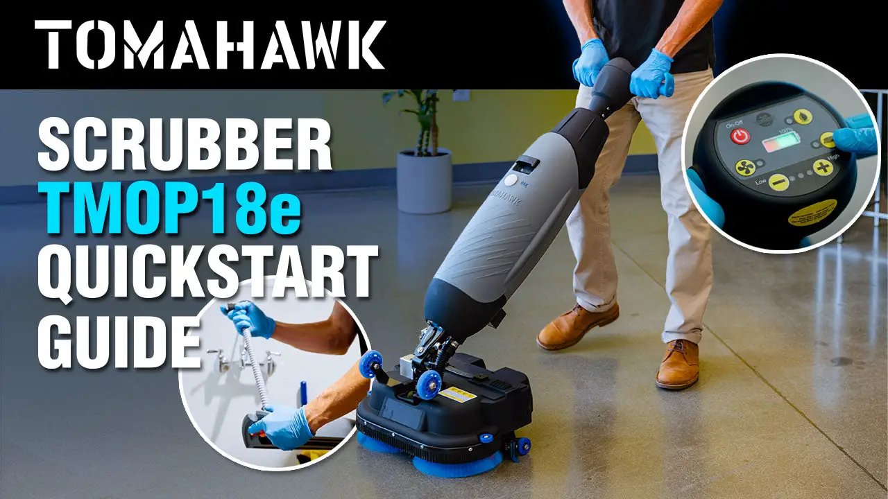 Electric Floor Scrubber Cleaner with 18” Power Mop Brushes Cordless 36V Battery Powered by Tomahawk Power