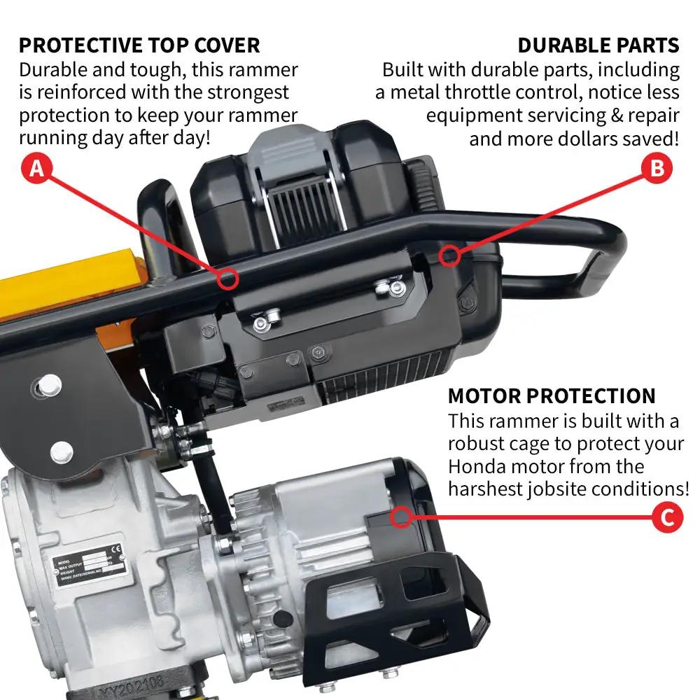 2.4 HP Battery Powered Vibratory Rammer Tamper Compactor with Honda GXE2.0S Motor by Tomahawk Power