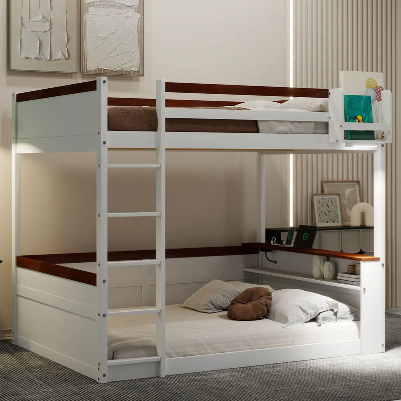 Bunk Bed With Built In Shelves, Storage Box, LED Light And USB Charging Station by Unique Piece Furniture