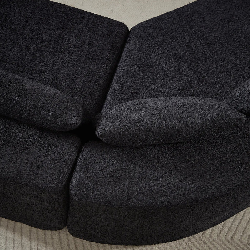 V-Shaped Modular Sofa Set in Chenille Fabric by HouseOfZazla